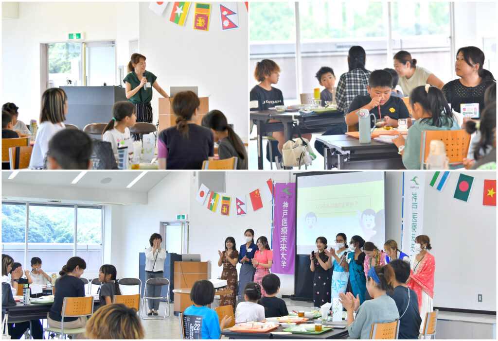 各留学生の国ごとのクイズや、井上なぎさ先生の栄養の話などを聞きながら、試食をしていただきました。
