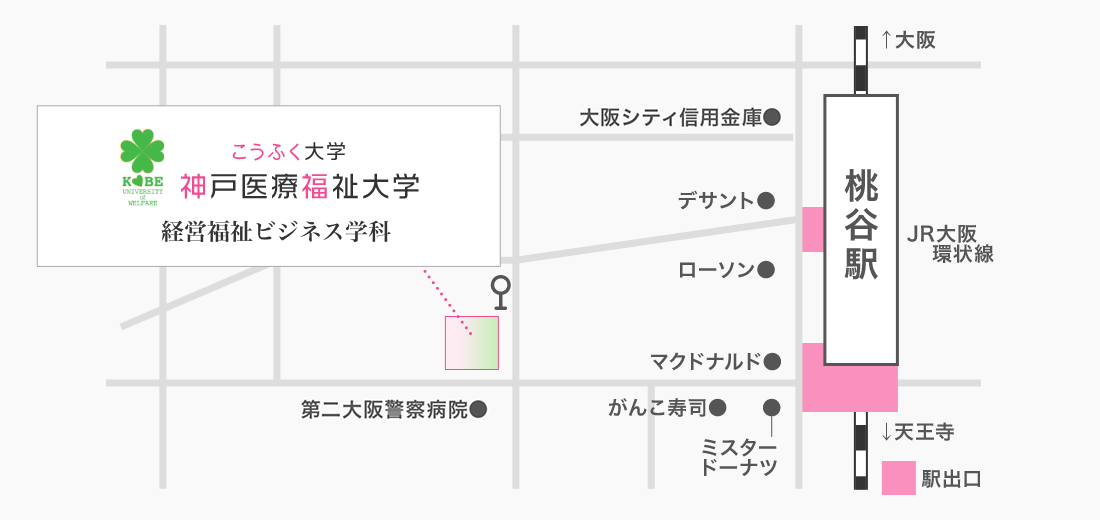 徒歩でのアクセスマップ